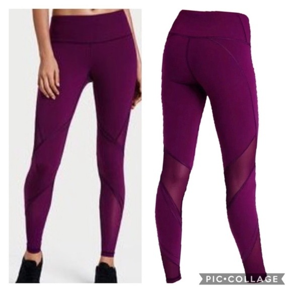 Victoria's Secret Pants - NWOT VSX Knockout Plum Mesh Leggings